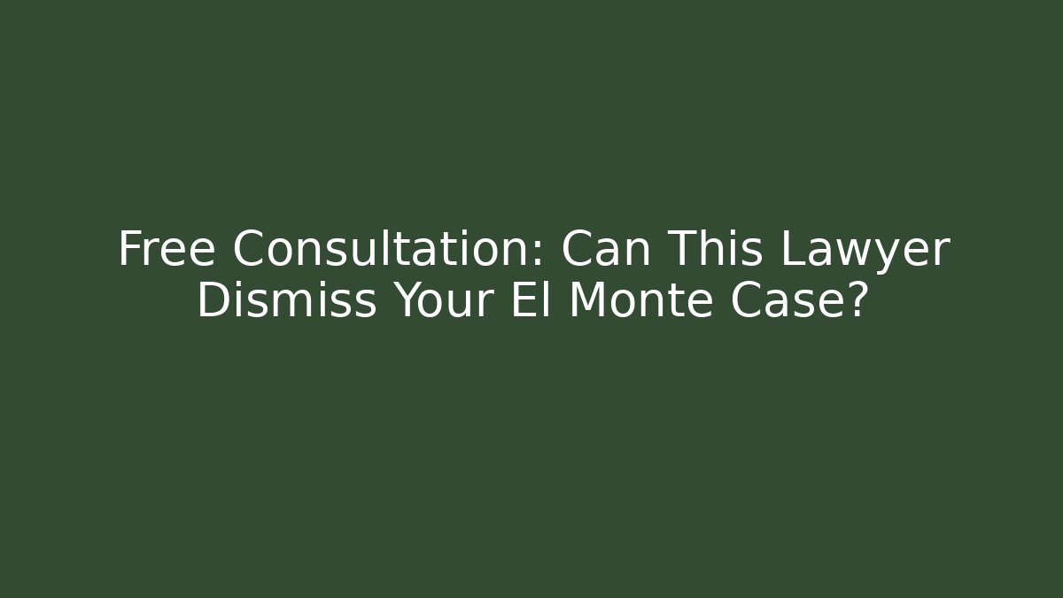 Free Consultation: Can This Lawyer Dismiss Your El Monte Case?