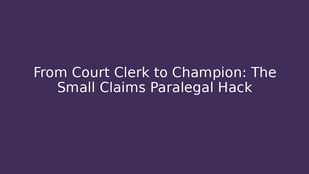 From Court Clerk to Champion: The Small Claims Paralegal Hack