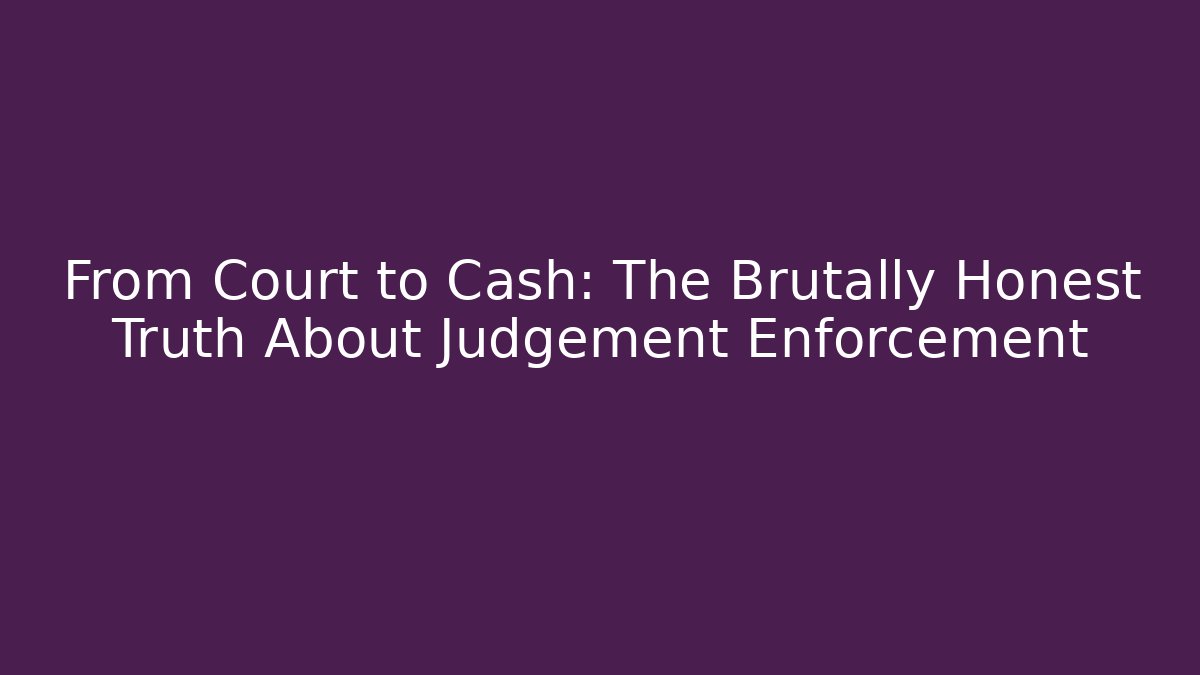 From Court to Cash: The Brutally Honest Truth About Judgement Enforcement