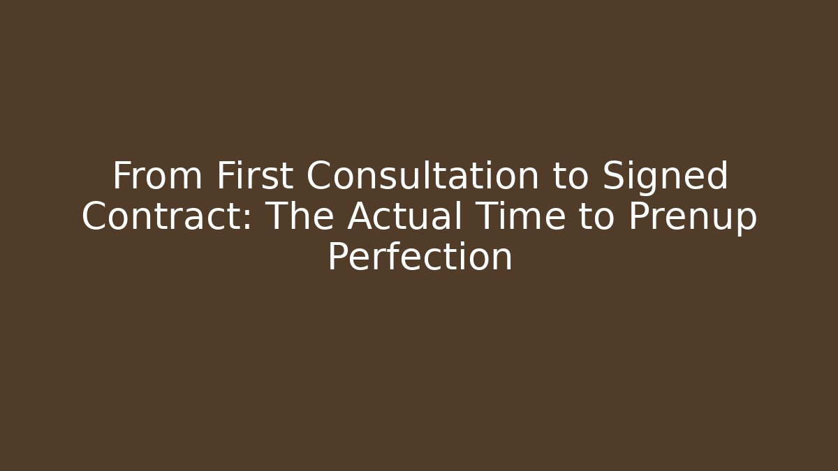 From First Consultation to Signed Contract: The Actual Time to Prenup Perfection