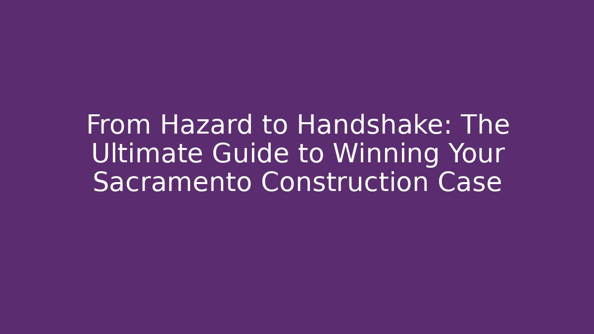 From Hazard to Handshake: The Ultimate Guide to Winning Your Sacramento Construction Case