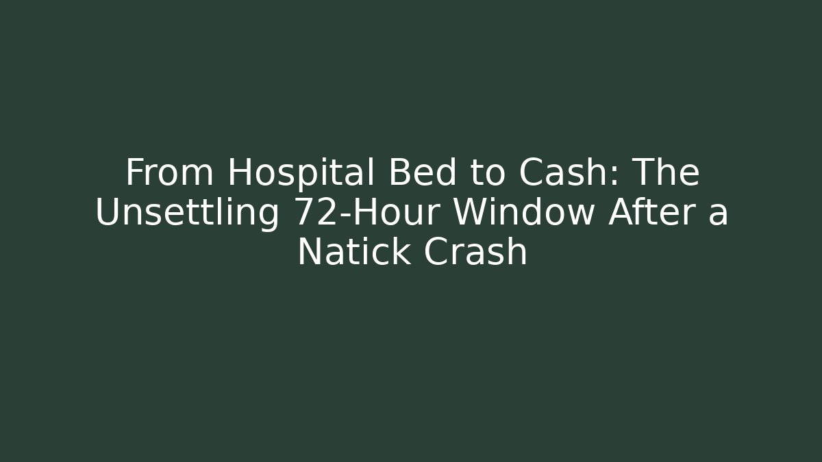 From Hospital Bed to Cash: The Unsettling 72-Hour Window After a Natick Crash