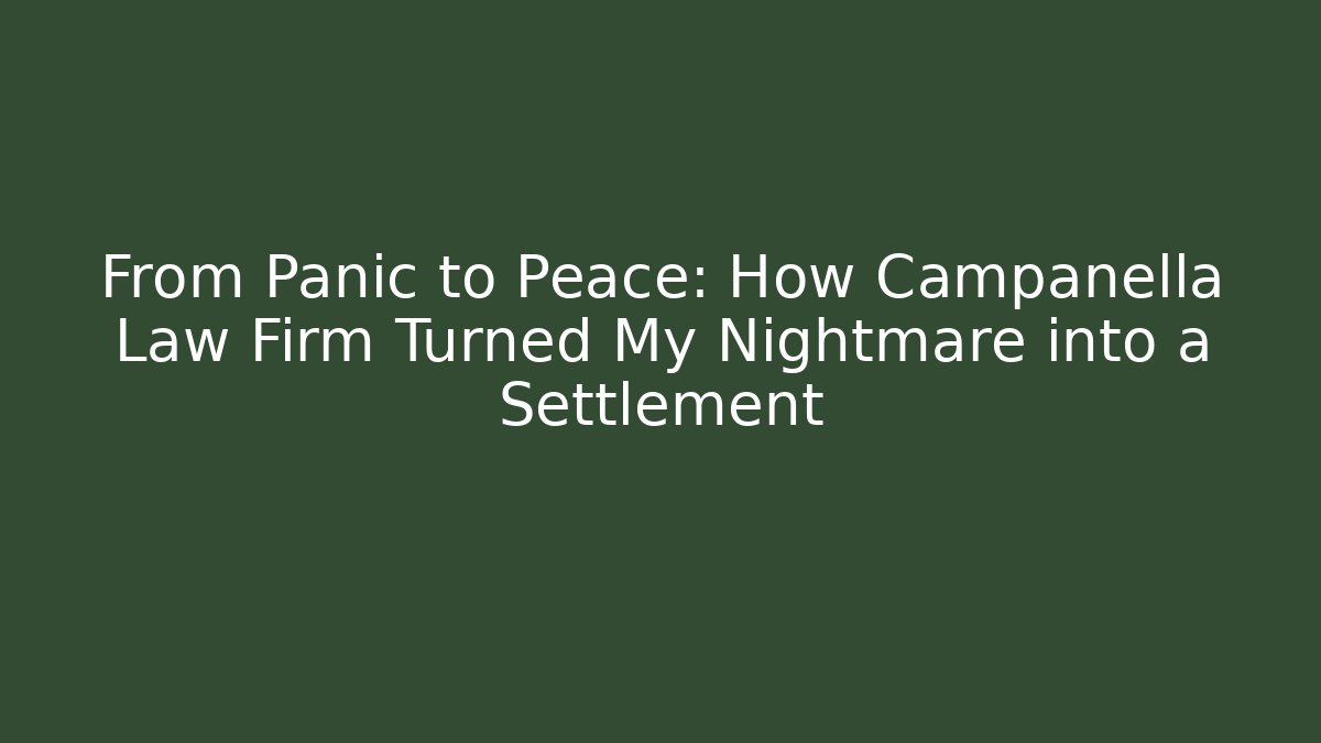 From Panic to Peace: How Campanella Law Firm Turned My Nightmare into a Settlement