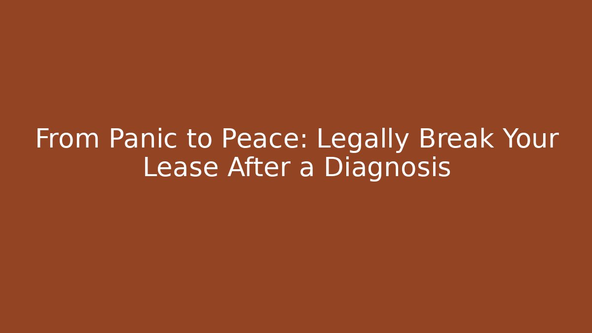 From Panic to Peace: Legally Break Your Lease After a Diagnosis