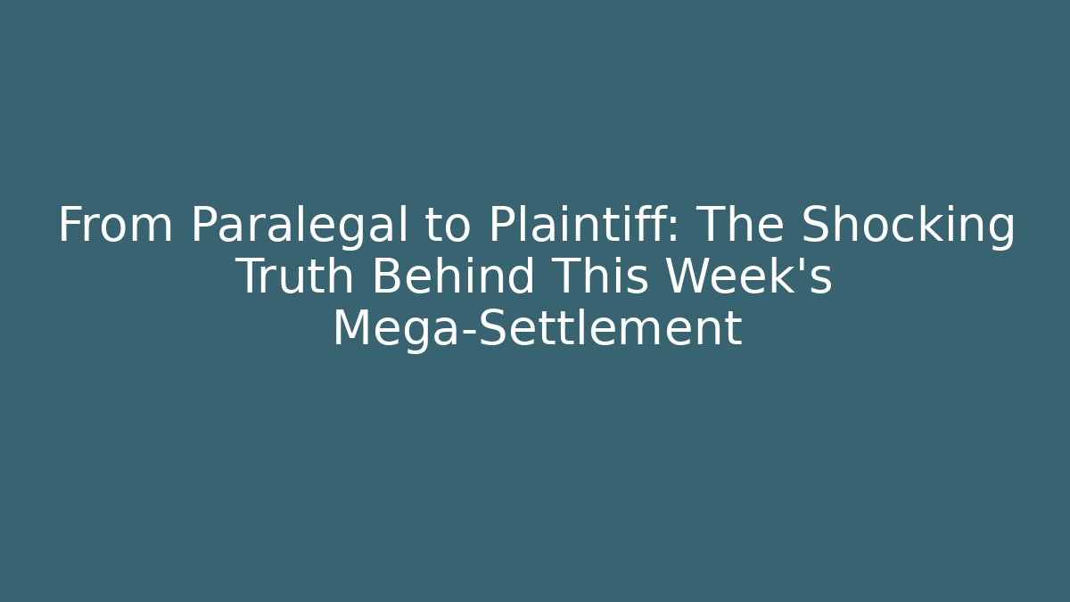 From Paralegal to Plaintiff: The Shocking Truth Behind This Week's Mega-Settlement - WealthxGroup