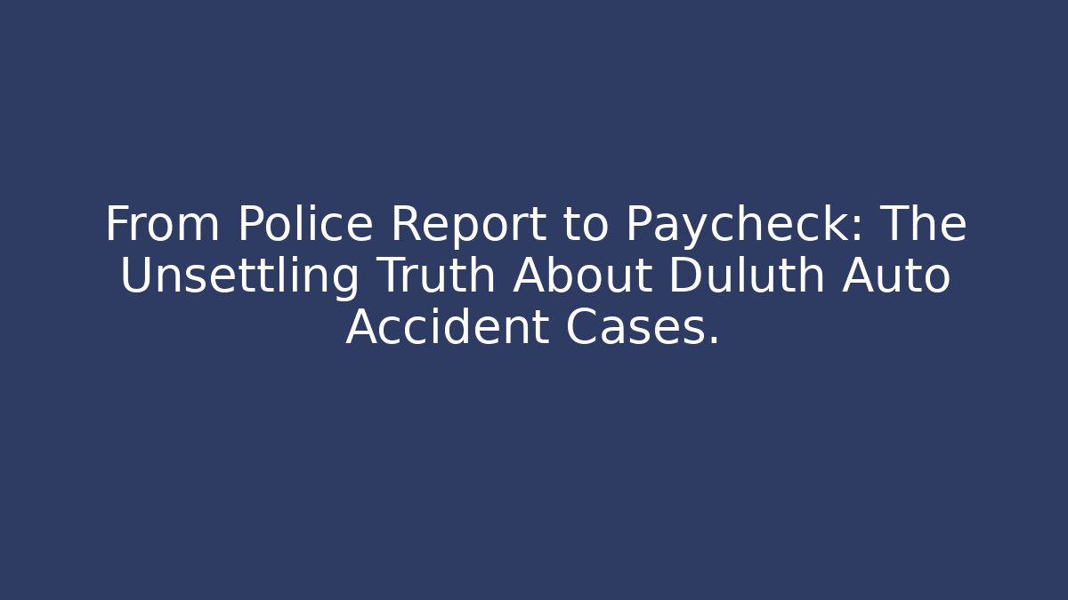 From Police Report to Paycheck: The Unsettling Truth About Duluth Auto Accident Cases.