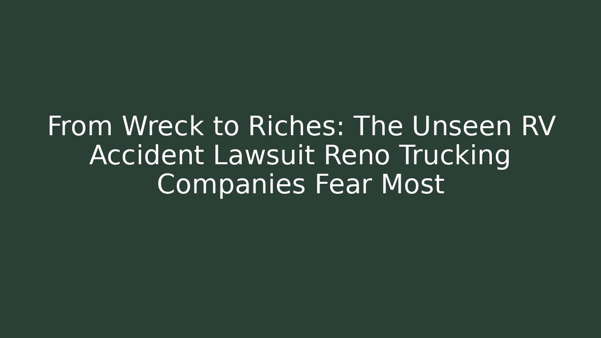 From Wreck to Riches: The Unseen RV Accident Lawsuit Reno Trucking Companies Fear Most - WealthxGroup