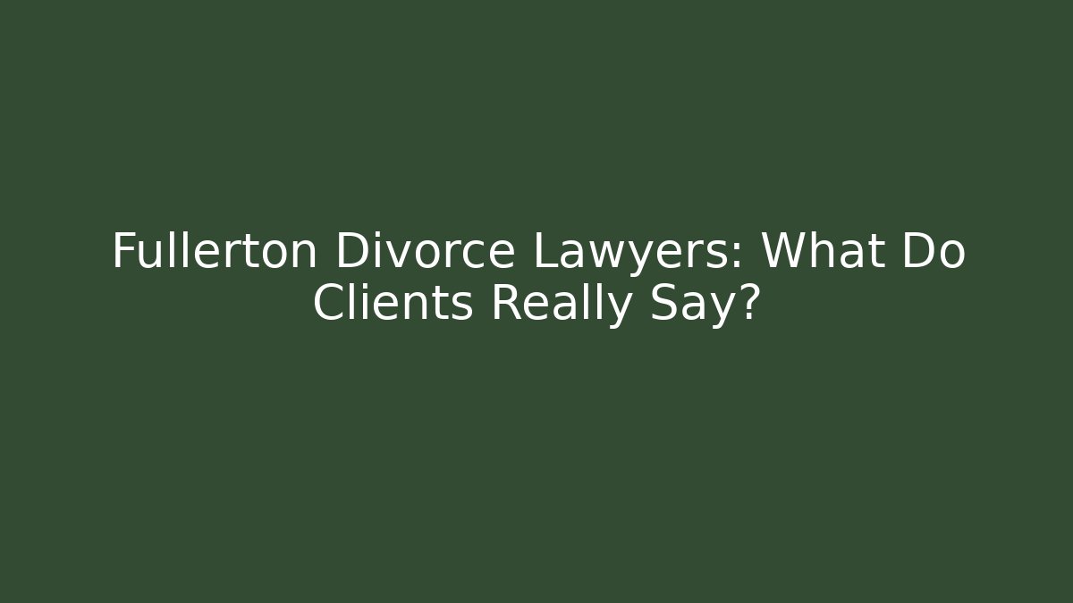 Fullerton Divorce Lawyers: What Do Clients Really Say?