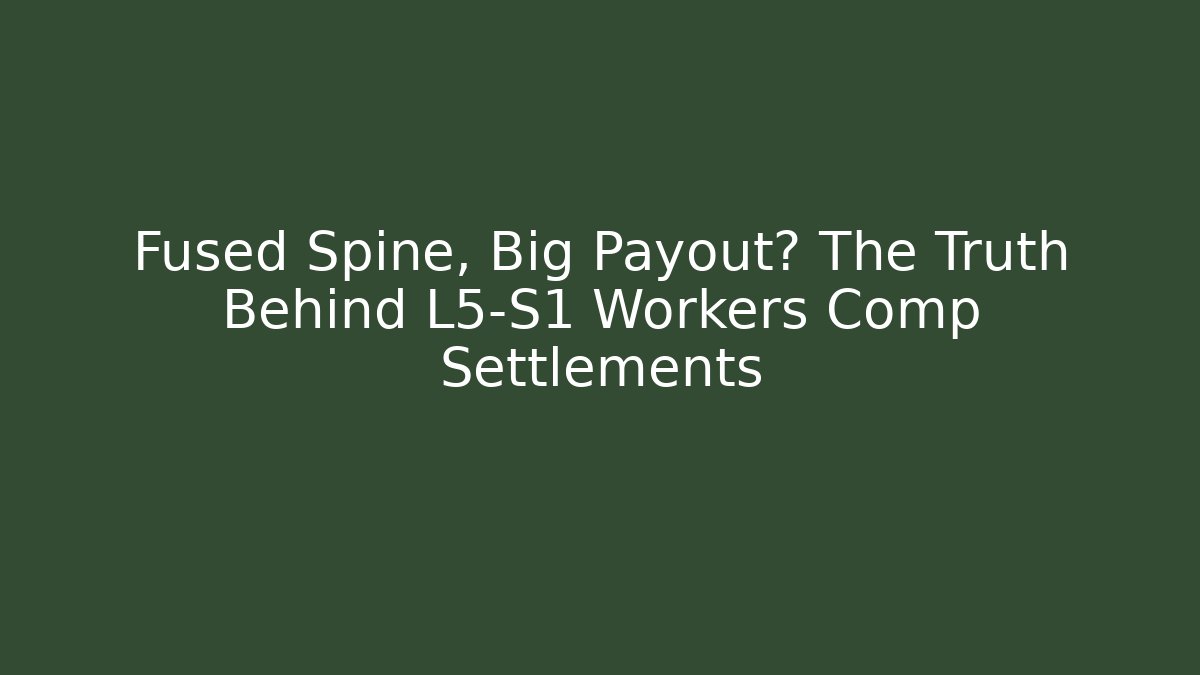 Fused Spine, Big Payout? The Truth Behind L5-S1 Workers Comp Settlements - WealthxGroup