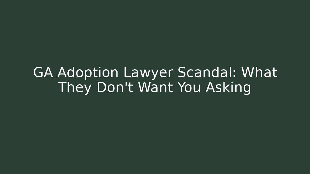 GA Adoption Lawyer Scandal: What They Don't Want You Asking