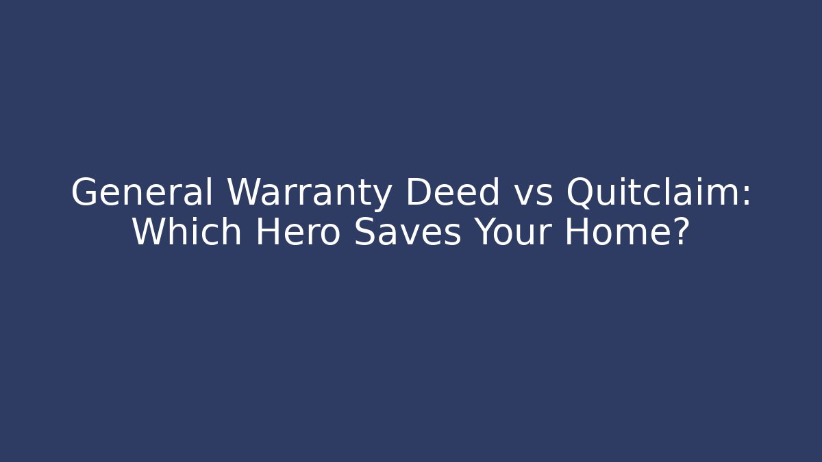 General Warranty Deed vs Quitclaim: Which Hero Saves Your Home?