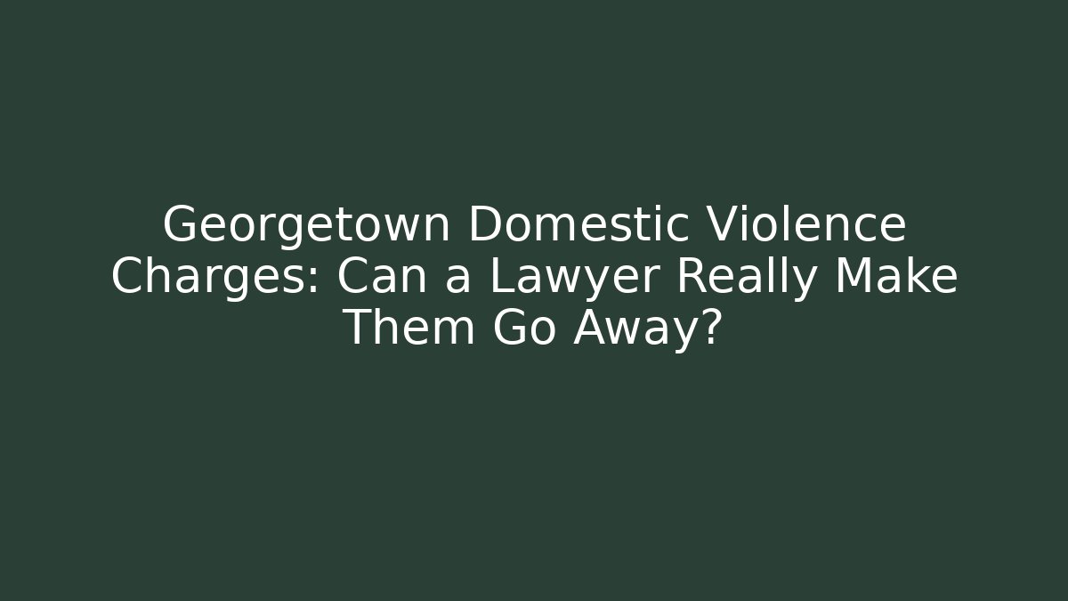 Georgetown Domestic Violence Charges: Can a Lawyer Really Make Them Go Away? - WealthxGroup