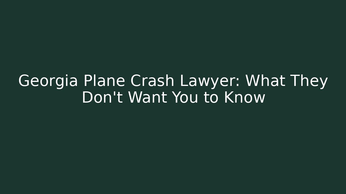 Georgia Plane Crash Lawyer: What They Don’t Want You to Know