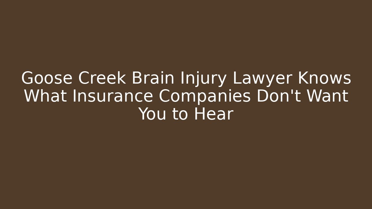 Goose Creek Brain Injury Lawyer Knows What Insurance Companies Don’t Want You to Hear