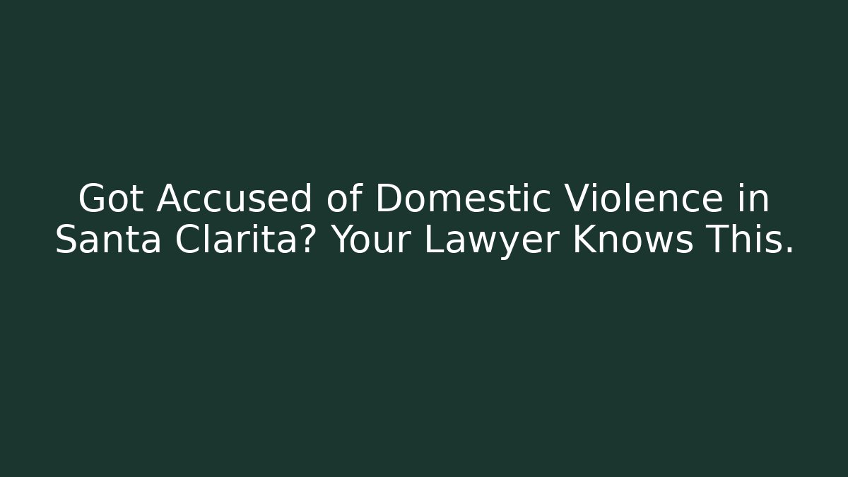 Got Accused of Domestic Violence in Santa Clarita? Your Lawyer Knows This.