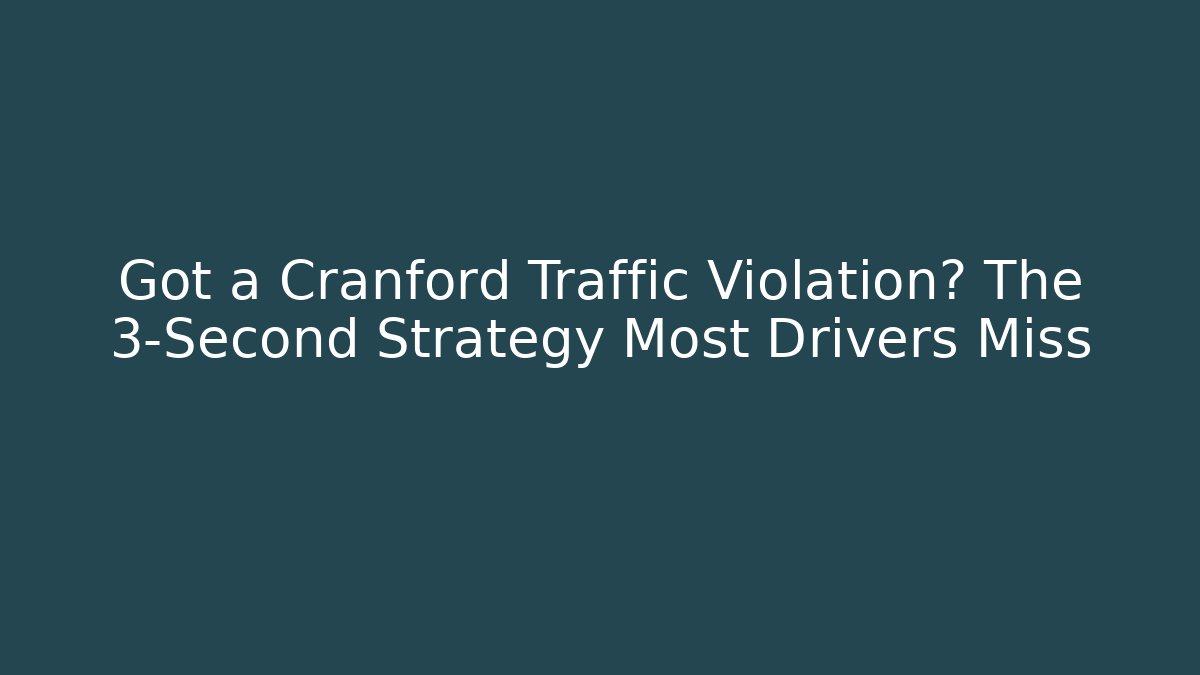 Got a Cranford Traffic Violation? The 3-Second Strategy Most Drivers Miss - WealthxGroup