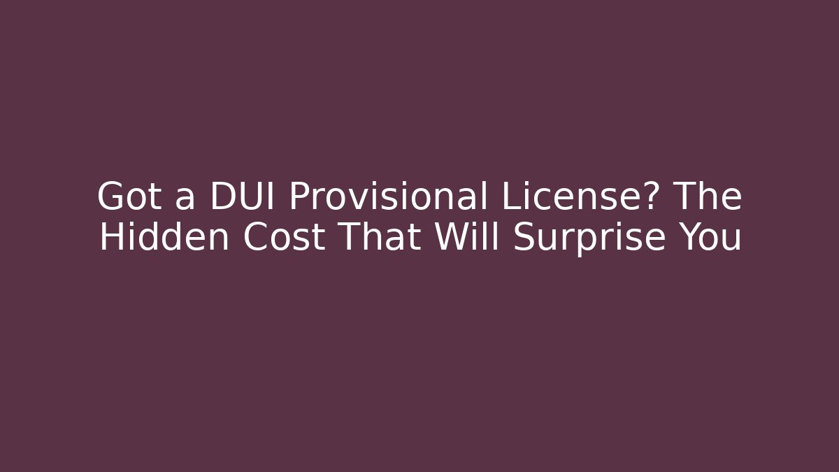 Got a DUI Provisional License? The Hidden Cost That Will Surprise You
