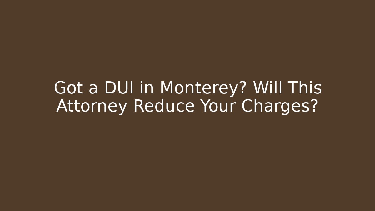 Got a DUI in Monterey? Will This Attorney Reduce Your Charges?
