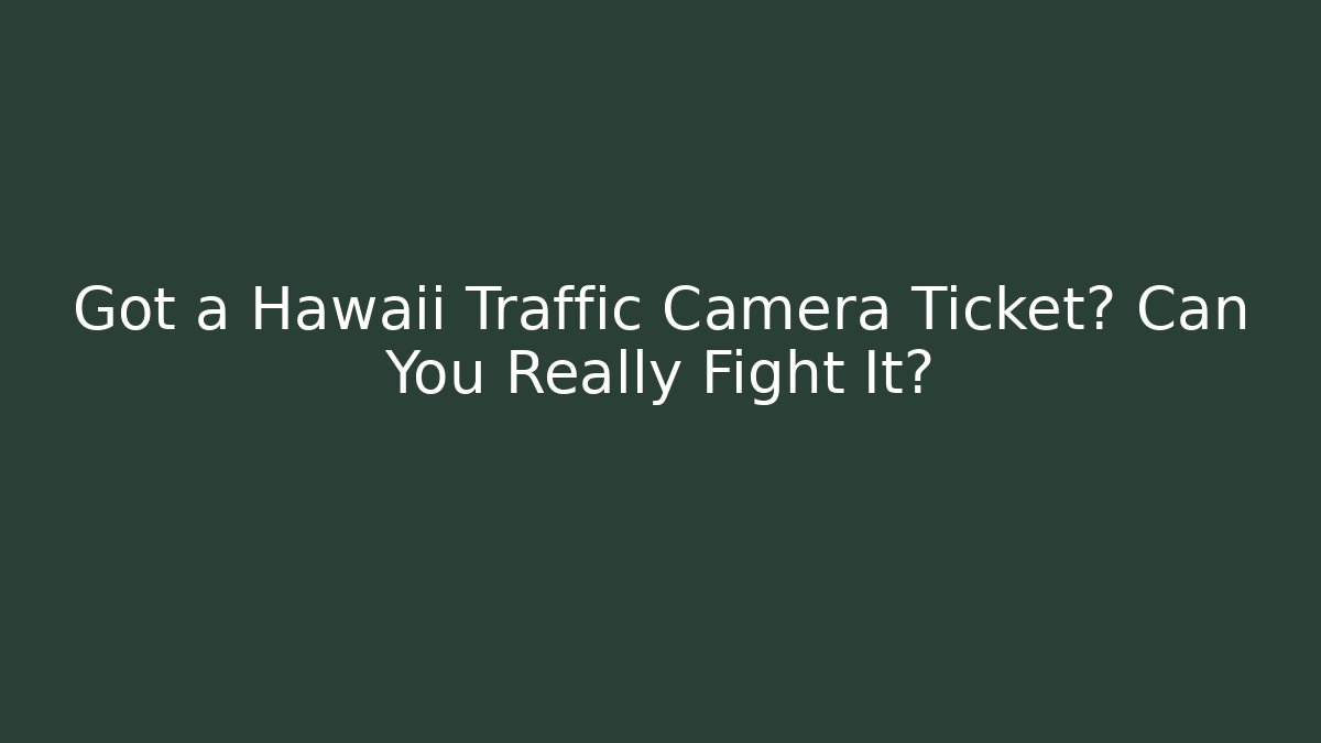 Got a Hawaii Traffic Camera Ticket? Can You Really Fight It? - WealthxGroup