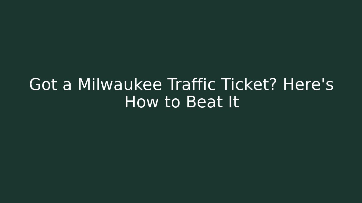 Got a Milwaukee Traffic Ticket? Here's How to Beat It - WealthxGroup
