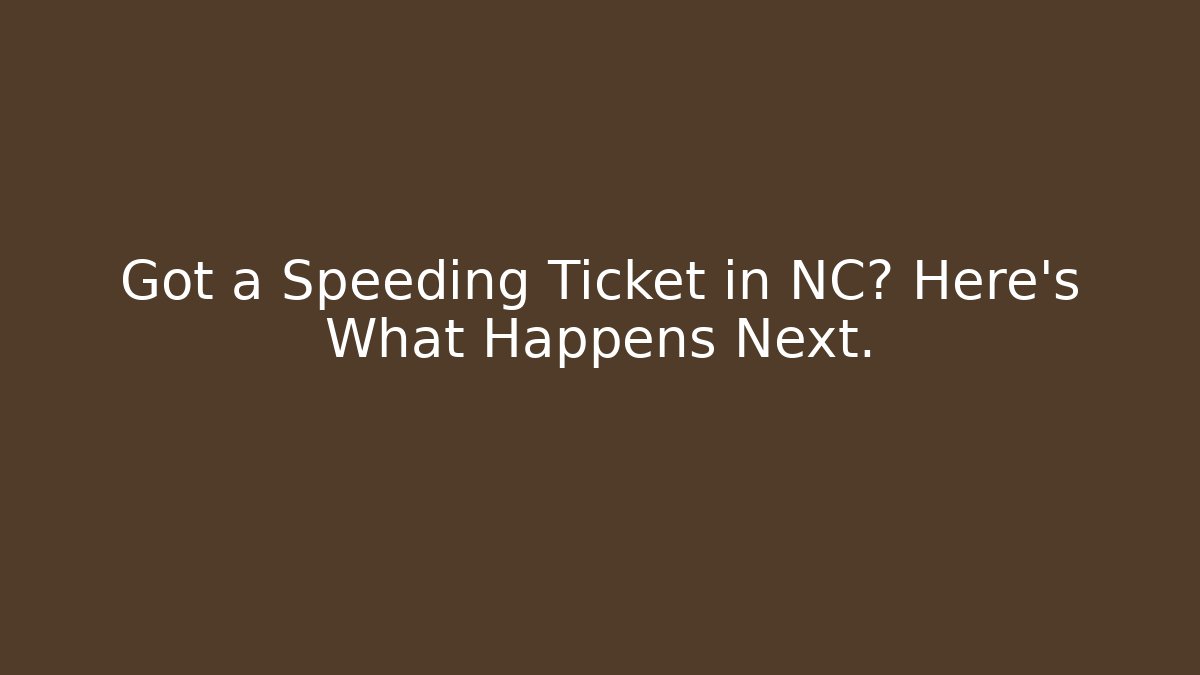 Got a Speeding Ticket in NC? Here’s What Happens Next. - WealthxGroup