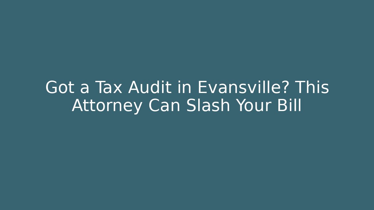 Got a Tax Audit in Evansville? This Attorney Can Slash Your Bill