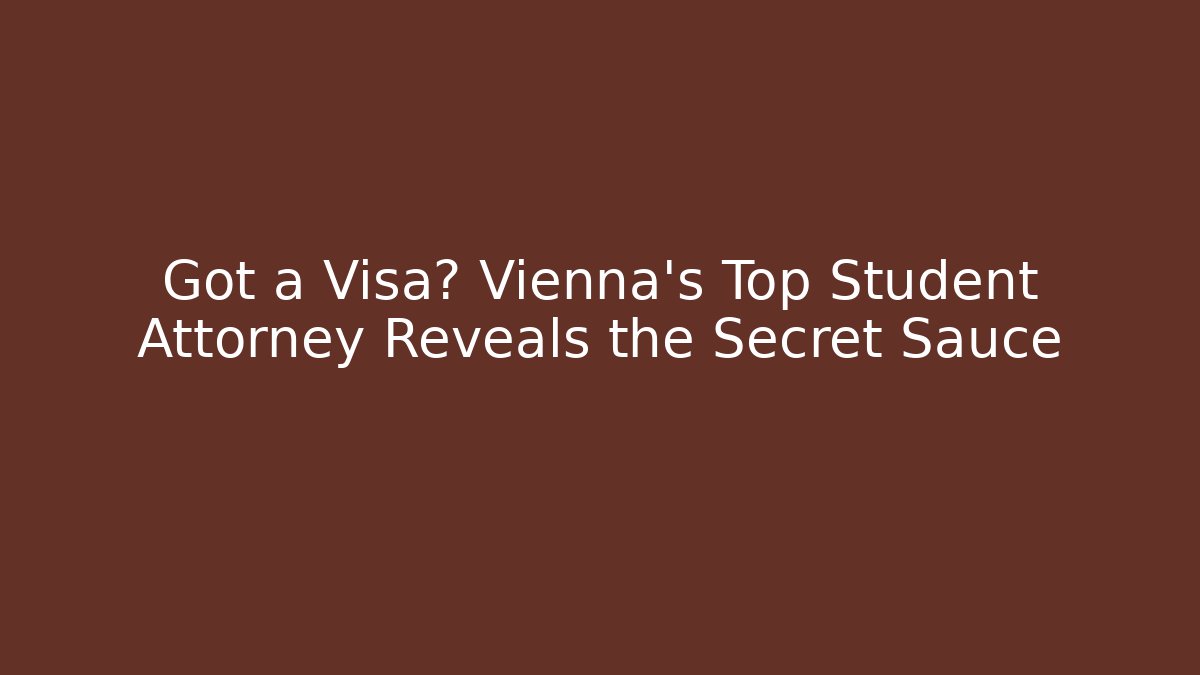 Got a Visa? Vienna's Top Student Attorney Reveals the Secret Sauce