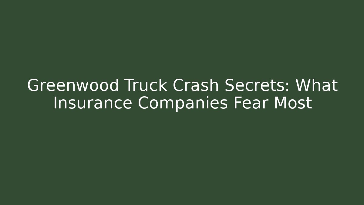 Greenwood Truck Crash Secrets: What Insurance Companies Fear Most