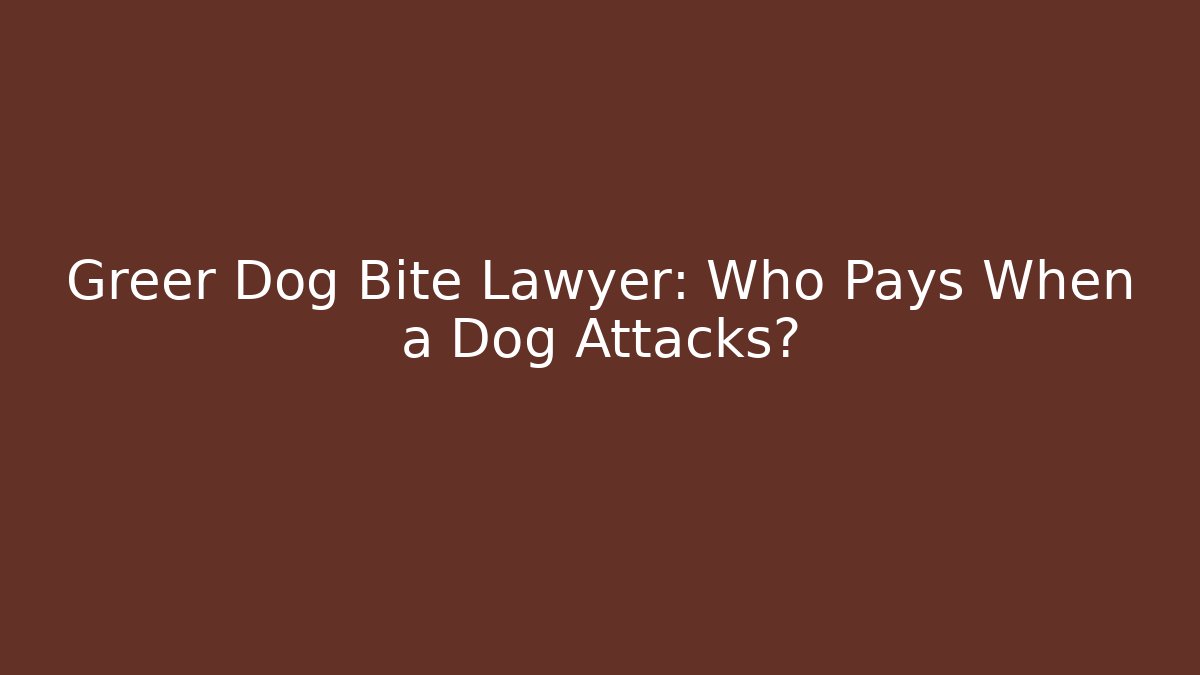 Greer Dog Bite Lawyer: Who Pays When a Dog Attacks?