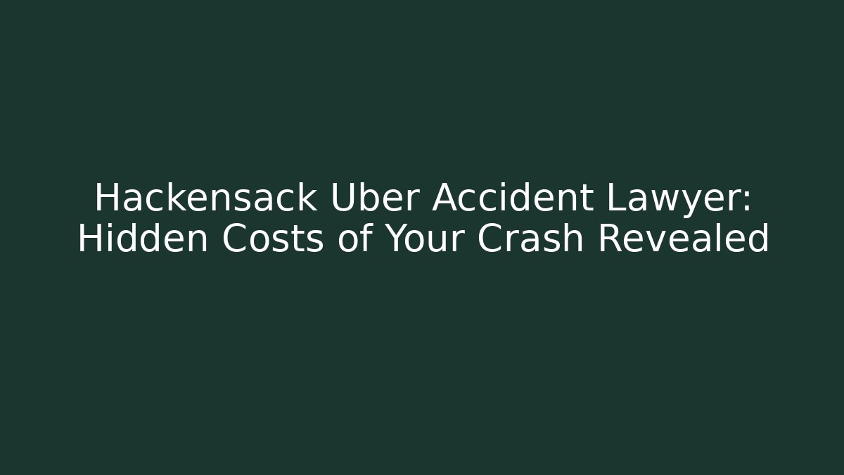 Hackensack Uber Accident Lawyer: Hidden Costs of Your Crash Revealed