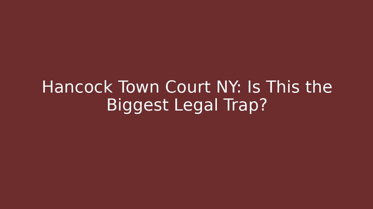Hancock Town Court NY: Is This the Biggest Legal Trap?