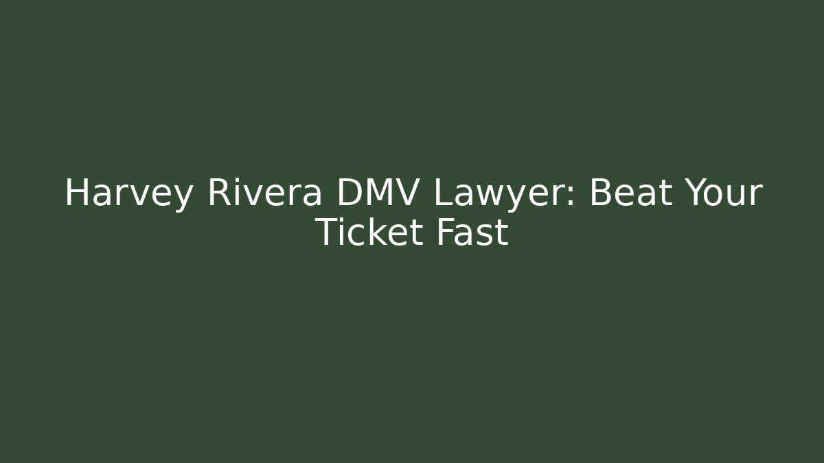 Harvey Rivera DMV Lawyer: Beat Your Ticket Fast
