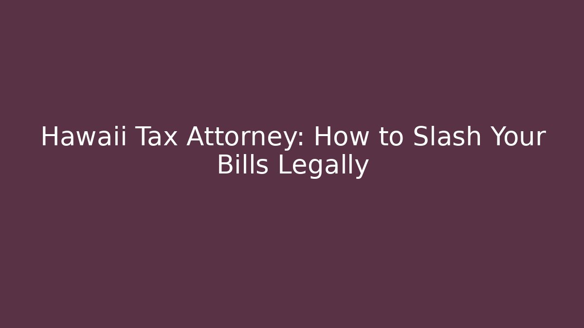 Hawaii Tax Attorney: How to Slash Your Bills Legally