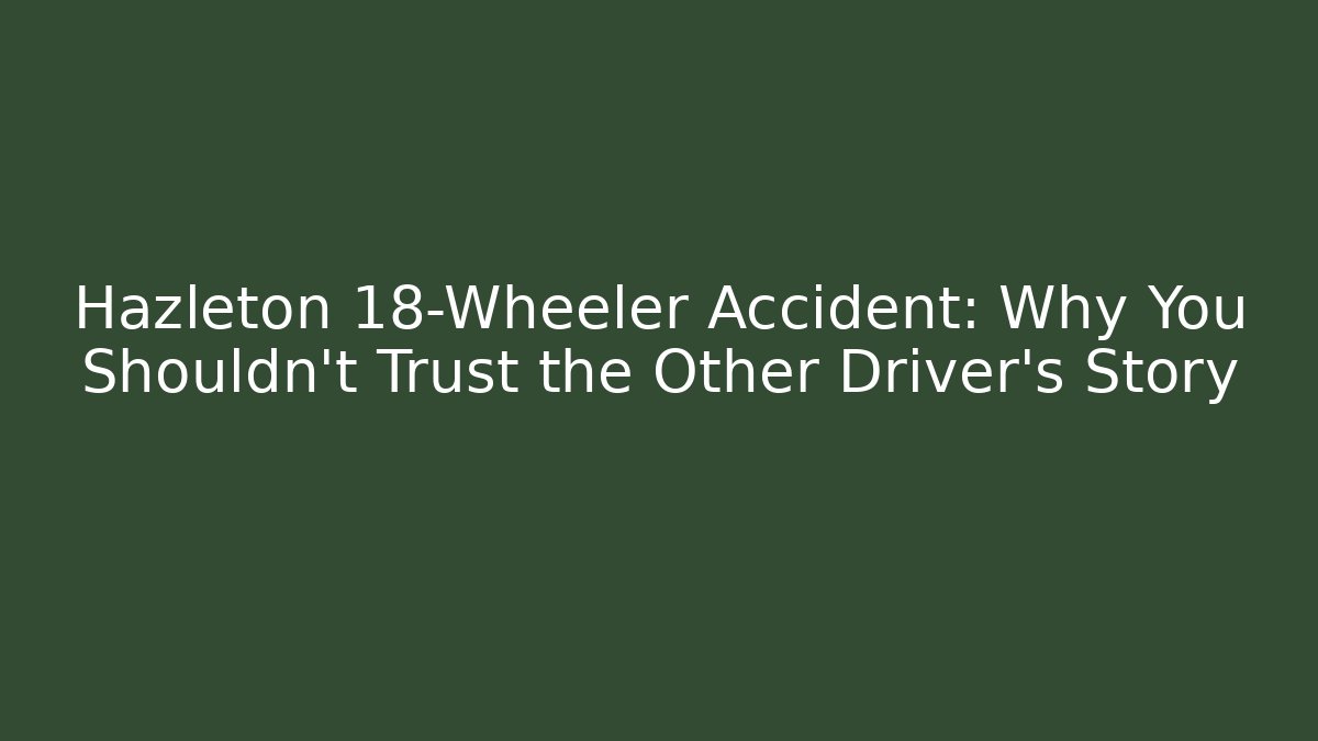 Hazleton 18-Wheeler Accident: Why You Shouldn't Trust the Other Driver's Story - WealthxGroup