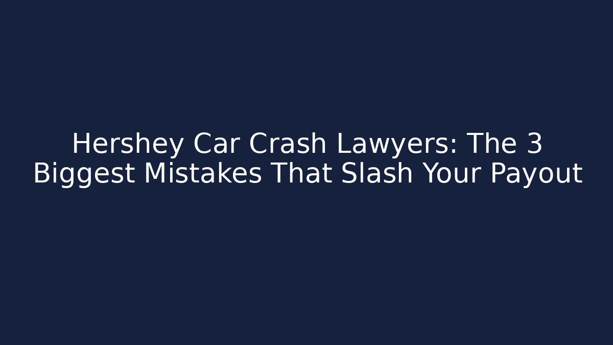 Hershey Car Crash Lawyers: The 3 Biggest Mistakes That Slash Your Payout