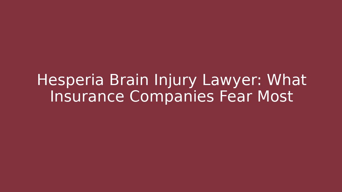 Hesperia Brain Injury Lawyer: What Insurance Companies Fear Most