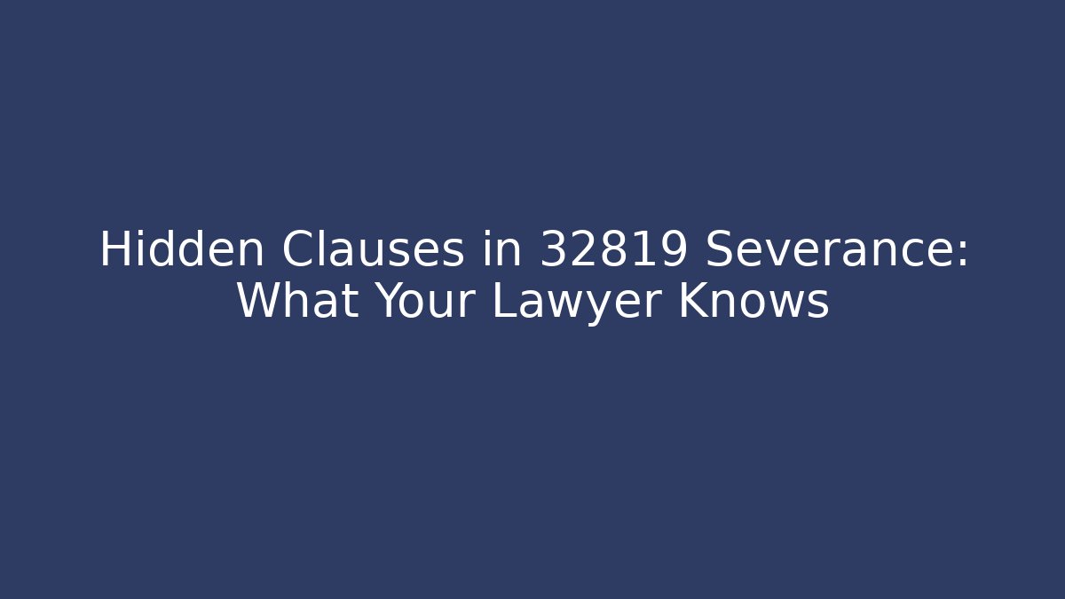 Hidden Clauses in 32819 Severance: What Your Lawyer Knows - WealthxGroup