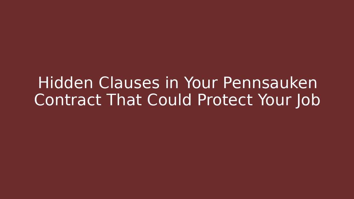 Hidden Clauses in Your Pennsauken Contract That Could Protect Your Job