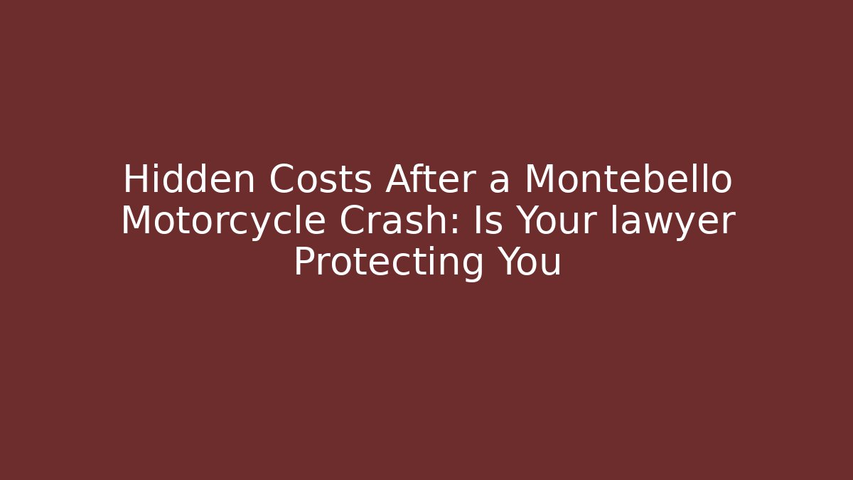 Hidden Costs After a Montebello Motorcycle Crash: Is Your lawyer Protecting You