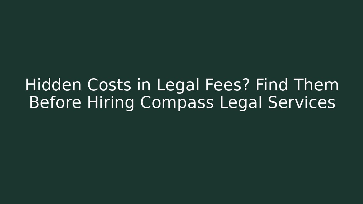 Hidden Costs in Legal Fees? Find Them Before Hiring Compass Legal Services