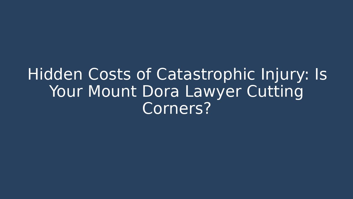 Hidden Costs of Catastrophic Injury: Is Your Mount Dora Lawyer Cutting Corners?