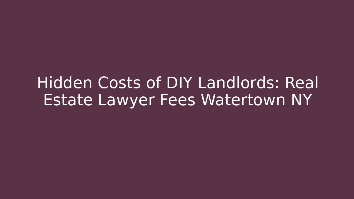 Hidden Costs of DIY Landlords: Real Estate Lawyer Fees Watertown NY