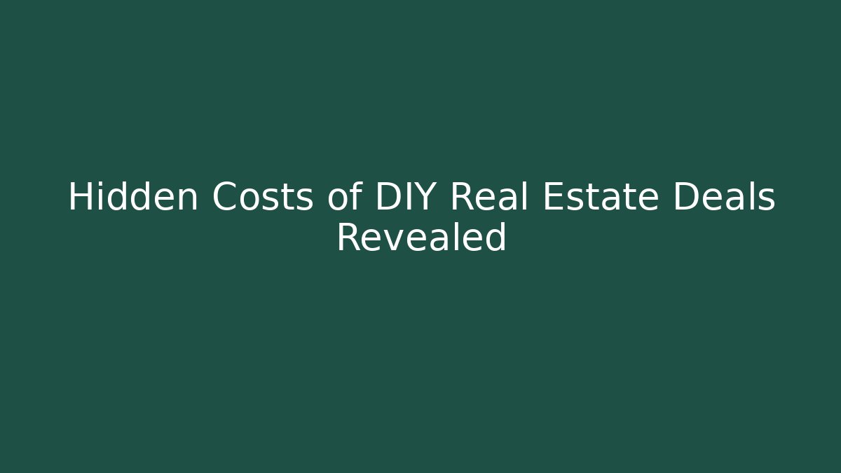 Hidden Costs of DIY Real Estate Deals Revealed