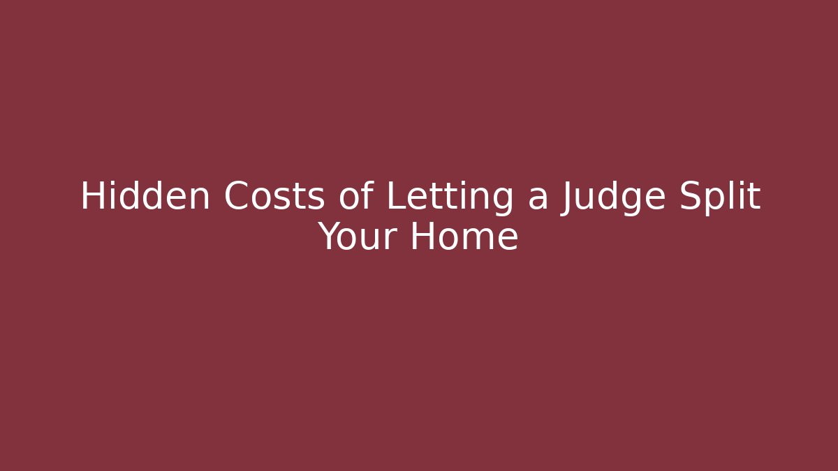 Hidden Costs of Letting a Judge Split Your Home - WealthxGroup