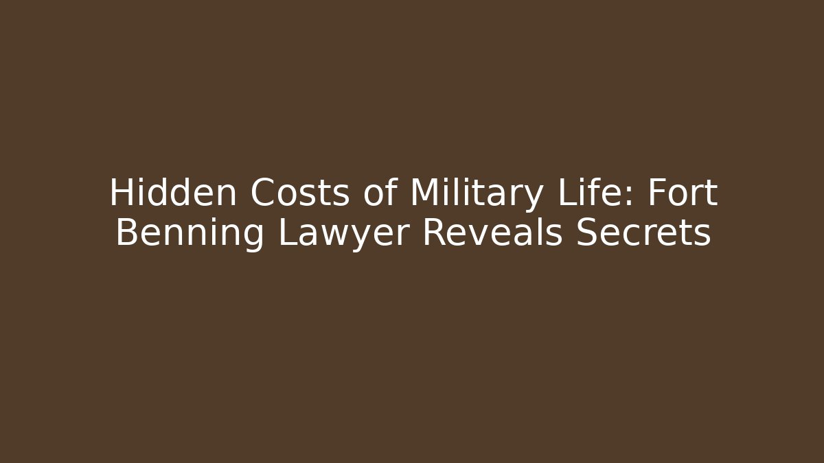 Hidden Costs of Military Life: Fort Benning Lawyer Reveals Secrets - WealthxGroup