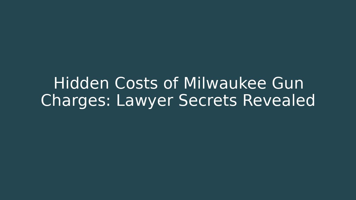Hidden Costs of Milwaukee Gun Charges: Lawyer Secrets Revealed