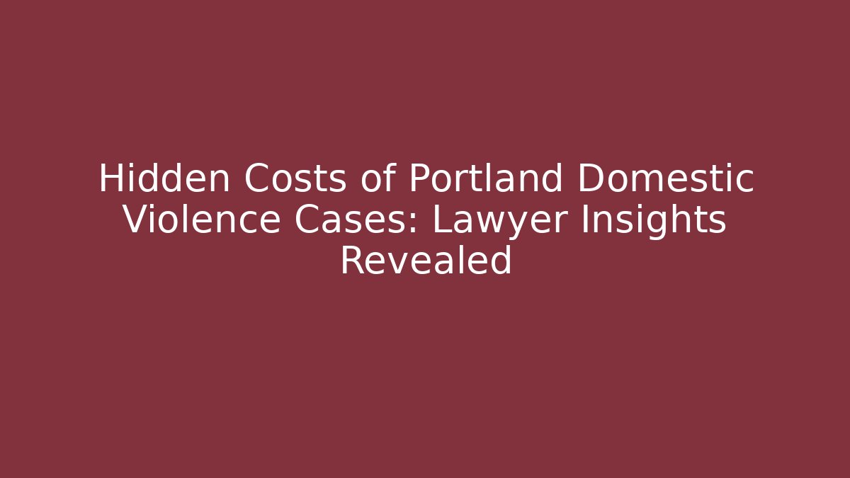Hidden Costs of Portland Domestic Violence Cases: Lawyer Insights Revealed - WealthxGroup
