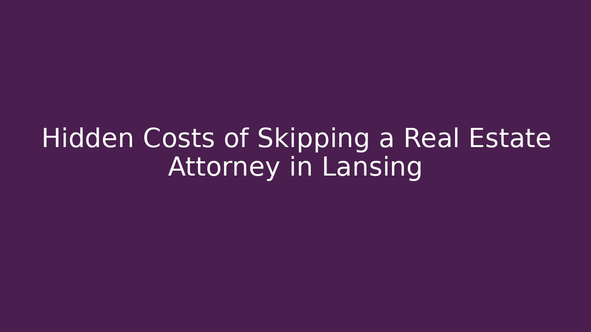 Hidden Costs of Skipping a Real Estate Attorney in Lansing