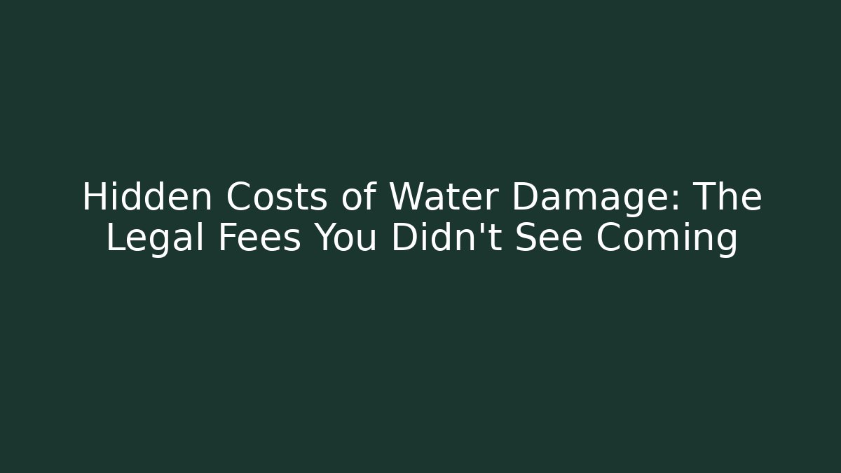 Hidden Costs of Water Damage: The Legal Fees You Didn't See Coming - WealthxGroup