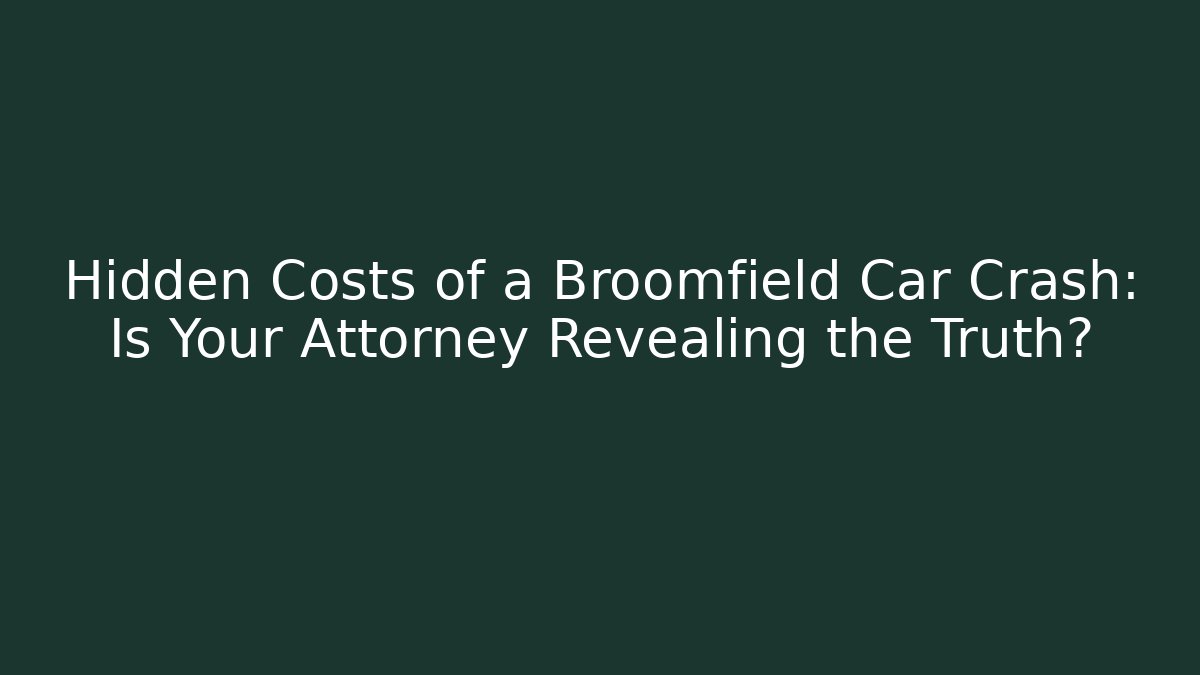 Hidden Costs of a Broomfield Car Crash: Is Your Attorney Revealing the Truth?
